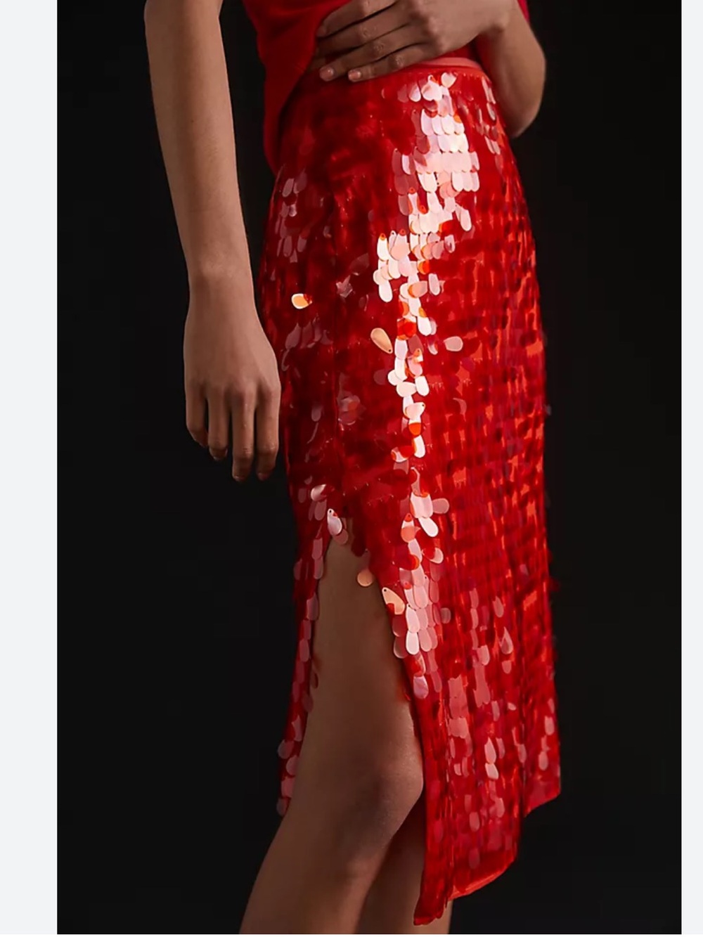 Maeve by Anthropologie Orange Red Sequin Pencil Skirt Size 2P